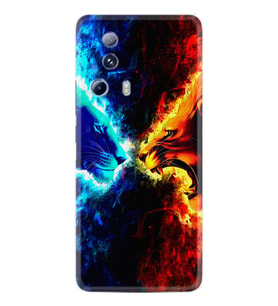 Xiaomi Mi 13 Lite Kılıf Silikon Desen Özel Seri Red Blue Leon 1714