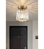 Glowix Kristal Taşlı Plofonyer Tekli Avize - Modern Tekli Kristal Taşlı Avize (Eskitme Altın)