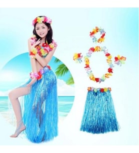 Nessiworld  Luau Aloha Hawaii Partisi  Etek Taç ve Bileklik Seti Mavi (Krem)