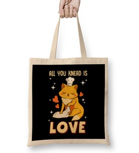 Cute & Funny All You Knead Is Love Cat Kneading Bez Çanta Uzun Saplı