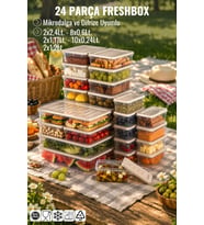 24'lü Set Freshbox Mikrodalga Ve Difrize Uygun Saklama Kabı Krem