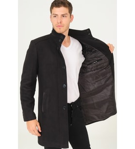 PLT8386 DEWBERRY ERKEK PALTO-DİAGONAL SİYAH