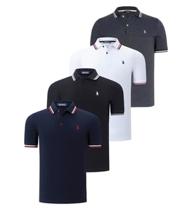 DÖRTLÜ SET T8594 DEWBERRY ERKEK T-SHIRT-SİYAH-BEYAZ-LACİVERT-ANTRASİT (Karışık)
