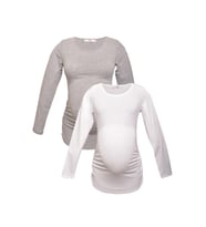 LuvmaBelly MYRA2304_2308 Hamile tshirt seti (Gri-Beyaz)