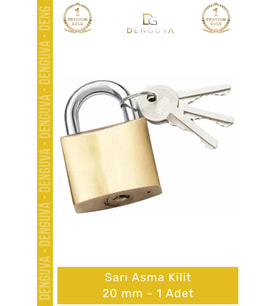 #AsmaKilit Pirinç Gövde Yüksek Güvenlikli Dayanıklı Çelik Kanca Küçük Boyut Sarı Asma Kilit 20 mm -