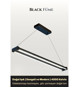Vega Füme Doğal Işık Lineer LED Sarkıt Avize – Kumandalı Dim Edilebilir – Aşağı Işık