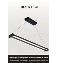 Vega Füme Doğal Işık Lineer LED Sarkıt Avize – Kumandalı Dim Edilebilir – Aşağı Işık