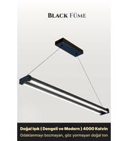Vega Füme Doğal Işık Lineer LED Sarkıt Avize – Kumandalı Dim Edilebilir – Aşağı Işık