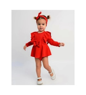Fiyonklu % 100 Pamuk Kız Bebek Romper