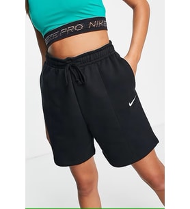 Nike Sportswear Essentials Collection Fleece High Rise Loose Fit Short Kadın Yüksek Bel Bol Kesim Pamuklu Şort Siyah