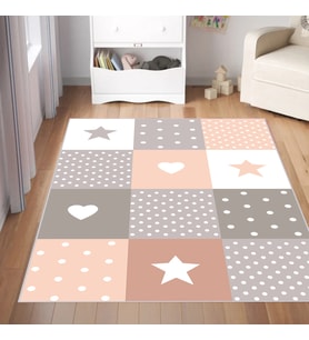 Rovigo Home Dijital Baskı Yıkanabilir Kaymaz Taban Çocuk Halısı RVG4082-SD730 (Pembe)