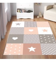 Rovigo Home Dijital Baskı Yıkanabilir Kaymaz Taban Çocuk Halısı RVG4082-SD730 (Pembe)