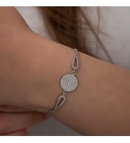 Gümüş Zirkon Taşlı Daire Bileklik