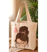 Le Vion kadıngözlüklü - Baskılı Bez Çanta 38x42 cm 170 Gr Omuz Çantası Kadın Alışveriş Çantası