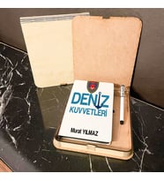 Deniz Kuvvetleri Ahşap Kutulu Defter Kalem Set