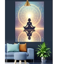Mandala Önünde Meditasyon Dekoratif Kanvas - Mdf Ahşap Tablo
