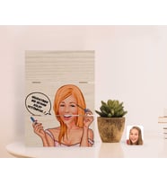 BK Gift Kişiye Özel Kadın Kolay Yetişmiyor Karikatürlü Otantik Masaüstü Ahşap Palet Çerçeve-7 (Beyaz)
