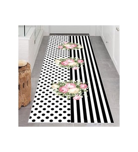 Rovigo Home Dijital Baskı Yıkanabilir Kaymaz Taban Salon Halısı RVG0662 (Siyah)