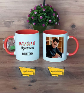 Psikoloji Öğretmeni Kupa Bardak Turuncu Fotoğraflı Öğretmenler Günü Hediyesi