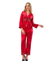 Sistina Bayan Kırmızı Saten Pijama Takımı - 1601