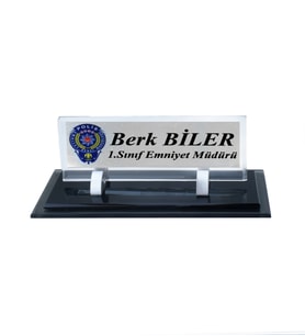 Kişiye Özel Tasarım Polis Logolu Kristal İsimlik