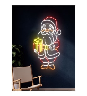 Noel Baba Figürlü Yılbaşı Temalı Neon Tabela