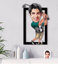 BK Gift Kişiye Özel Erkek Golfçü Karikatürlü 3D Ahşap Tablo-1