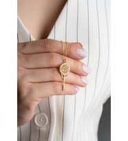 925 Ayar Gold Anahtar Gümüş Kolye