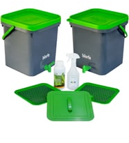 Biorfe 500 ml Bokashi Konsantre pH Düzenleyici Sıvılı 18 L Kompost Kovası İkili Set - Yeşil