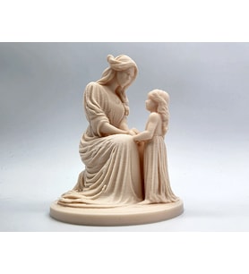 Mini Anne Kız Heykeli Ahşap Katkılı Ev Dekorasyon Objesi Dekoratif 13CM
