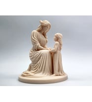 Mini Anne Kız Heykeli Ahşap Katkılı Ev Dekorasyon Objesi Dekoratif  13CM