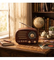 Bluetoothlu Güneş Panelli Mini Ahşap Retro Radyo – Taşınabilir Masa Üstü Hoparlör USB/SD/FM 15 cm