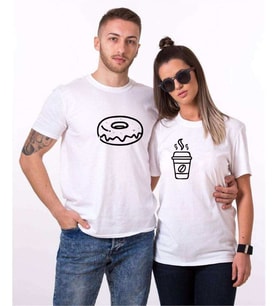 Tshirthane Tatlı Kahve Sevgili Kombinleri Tshirt Kombini (Tek Ürün Fiyatıdır.)