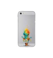 iPhone 5 SE ile uyumlu Splash ahtapot tasarımlı şeffaf silikon kılıf