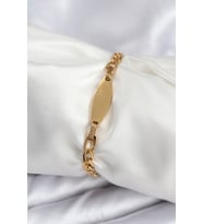 316L Çelik Gold Renk Oval Yazı Yazmaya Uygun Kadın Bileklik - TJ-BB7917