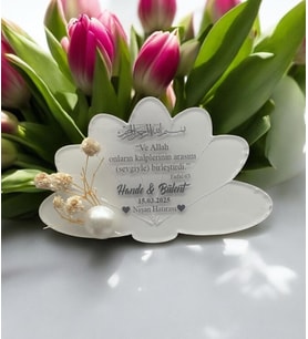Söz Nişan Düğün Hediyesi Lotus Şeffaf Pleksi Magnet (10 Adet) sfflts4