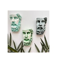 Antik Eskitme Dekoratif  Poseidon Beton Biblo Heykel 3'lü Set Ev Dekor Duvar Dekoru (Çok Renkli)