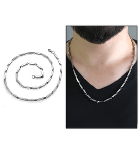 Silver Renk 55 cm 317L Çelik Singapur Zincir (Çok Renkli)