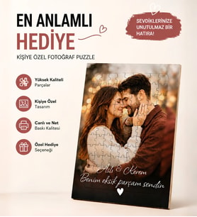 Kişiye Özel Fotoğraf ve Benim Eksik Parçam Sendin Baskılı 99 Parçalı A4 Boyut Puzzle Yapboz