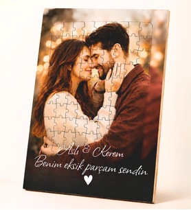 Kişiye Özel Fotoğraf ve Benim Eksik Parçam Sendin Baskılı 99 Parçalı A4 Boyut Puzzle Yapboz