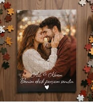 Kişiye Özel Fotoğraf ve Benim Eksik Parçam Sendin Baskılı 99 Parçalı A4 Boyut Puzzle Yapboz