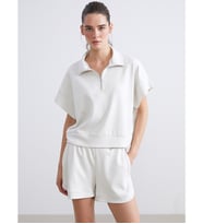 LCW Vision Bej Polo Yaka Oversize Kadın Sweatshirt