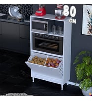 Eliusta Nixa 80 cm Çok Amaçlı Mutfak Banyo Kiler Dolabı - Sepetli Mikrodalga ve Fırın Bölmeli 80x150x32 cm