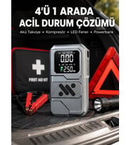 Araçlar İçin Akü Takviye Lastik Şişirme ve Powerbank Cihazı