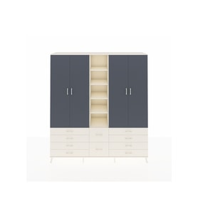 Hyperion Dolap 9 Raflı 10 Çekmeceli 2 Askılı 220x44x243 Aytaşı-Antrasit/Aytaşı