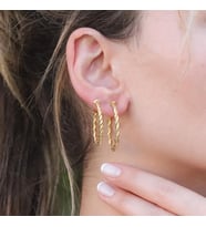 Burgu Modeli Gold Kaplama Gümüş Halka Küpe