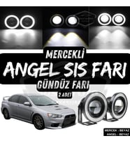 Mitsubishi Lancer 2007-2014 Uyumlu Mercekli Angel Sis Farı Metal 76mm Beyaz Halkalı Gündüz Farı 2 Ad