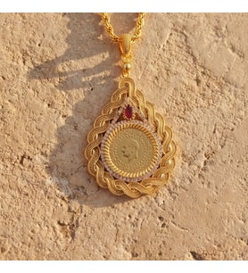 Altın Kaplama Yarım Altınlı Kolye  45 CM BND-215