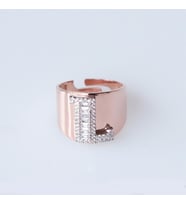 L Harfi Baget Taşlı Rose Gold Kaplama Gümüş Yüzük
