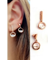 Zirkon Taşlı 925ayar Gümüş Rose Asimetrik İtalyan Küpe